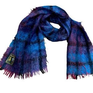 Royal Scot, MoHair, scarf, purple, and turquoise and black